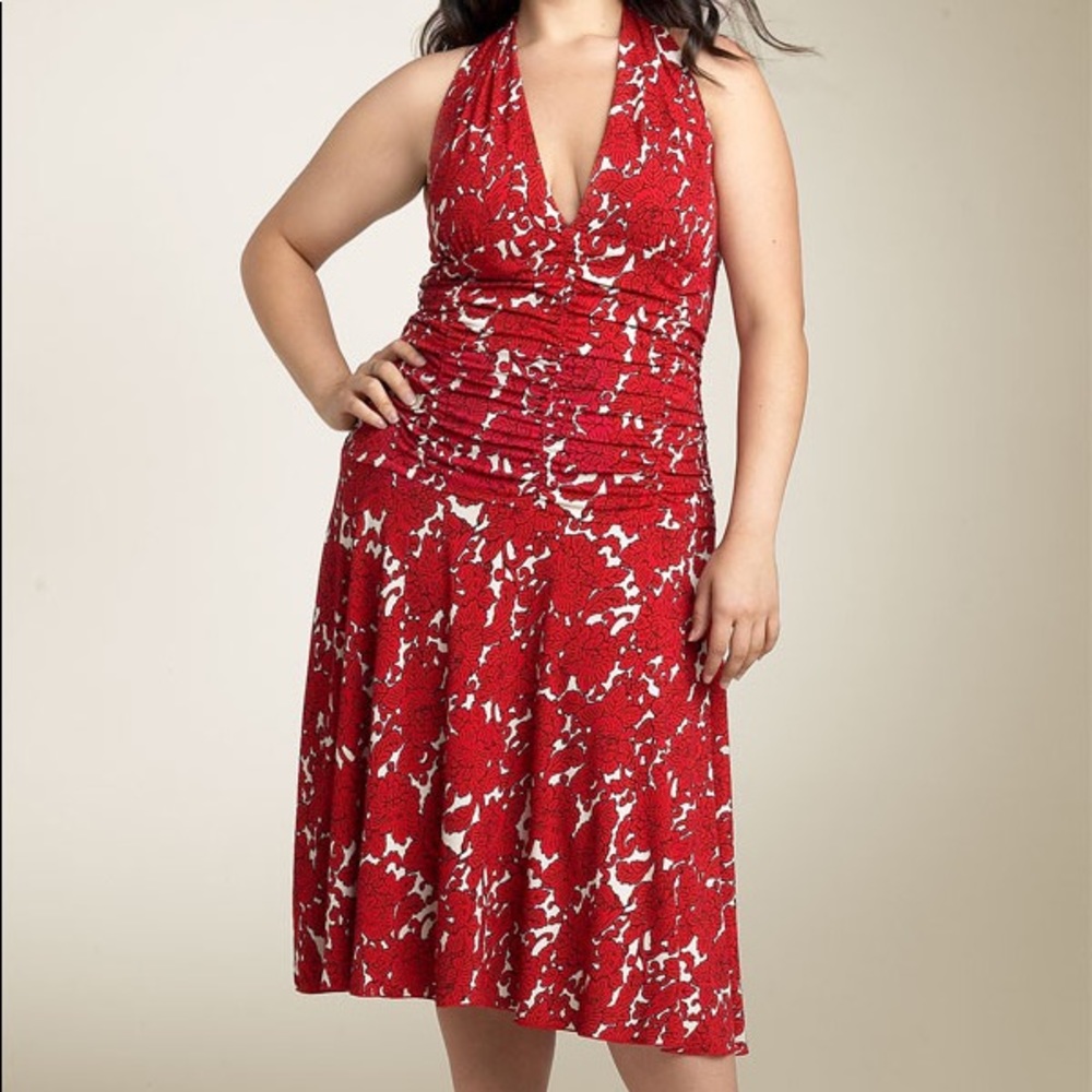 Lily Red and Cream Halter Dress - NWT